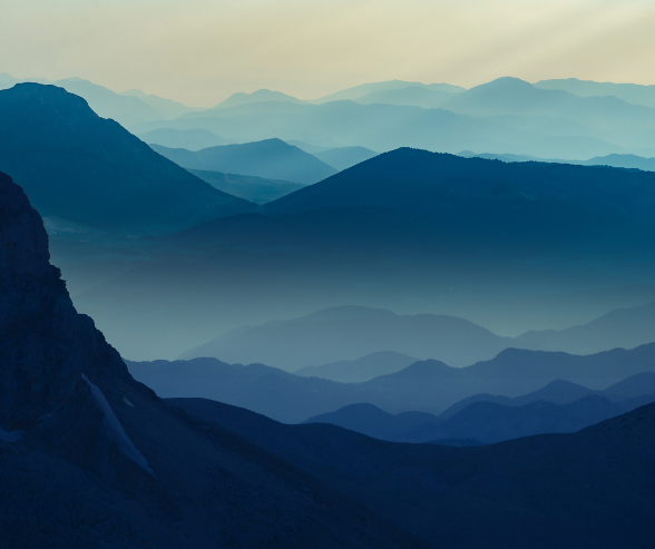 blue mountain range in the distance